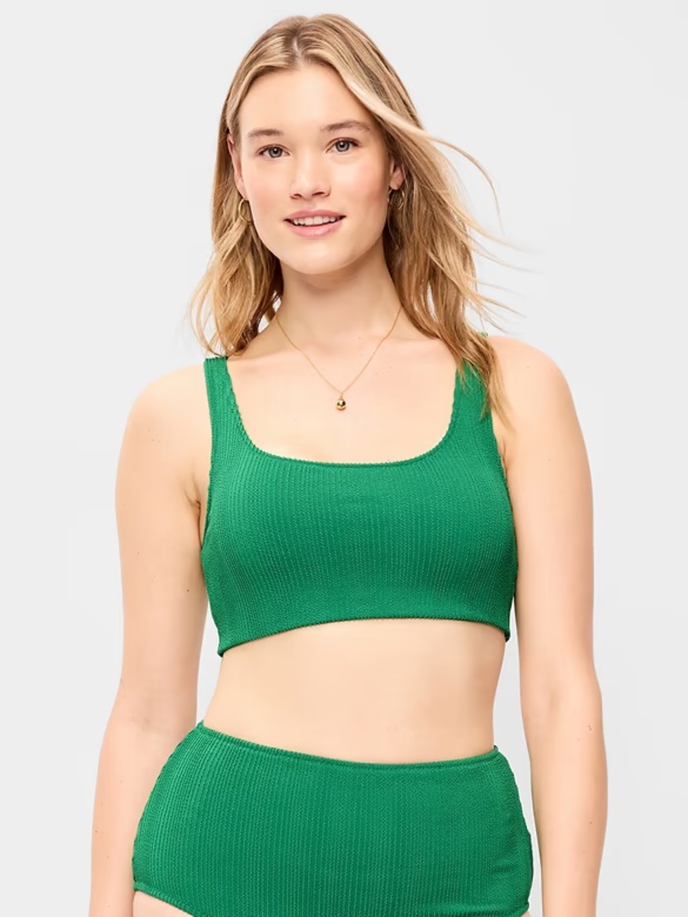 Old Navy Emerald Ribbed Swim Set - Top, Bottoms, and Shorts